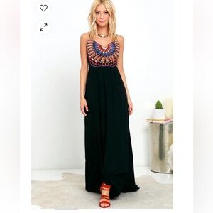 Soieblu Embroidered Black Maxi Dress S